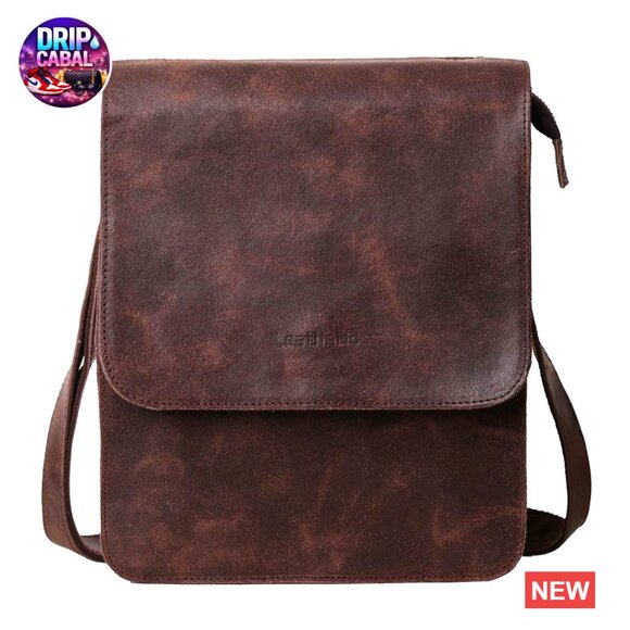 Genuine Leather Messenger Bag Vintage Crossbody Satchel for Work Business